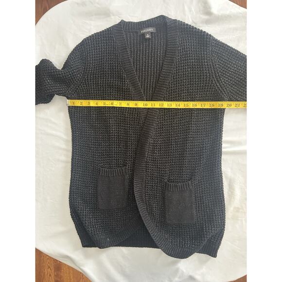 Foxcroft Chunky Knit Metallic Open Cardigan Womens Size Medium Black Comfort - Picture 7 of 9